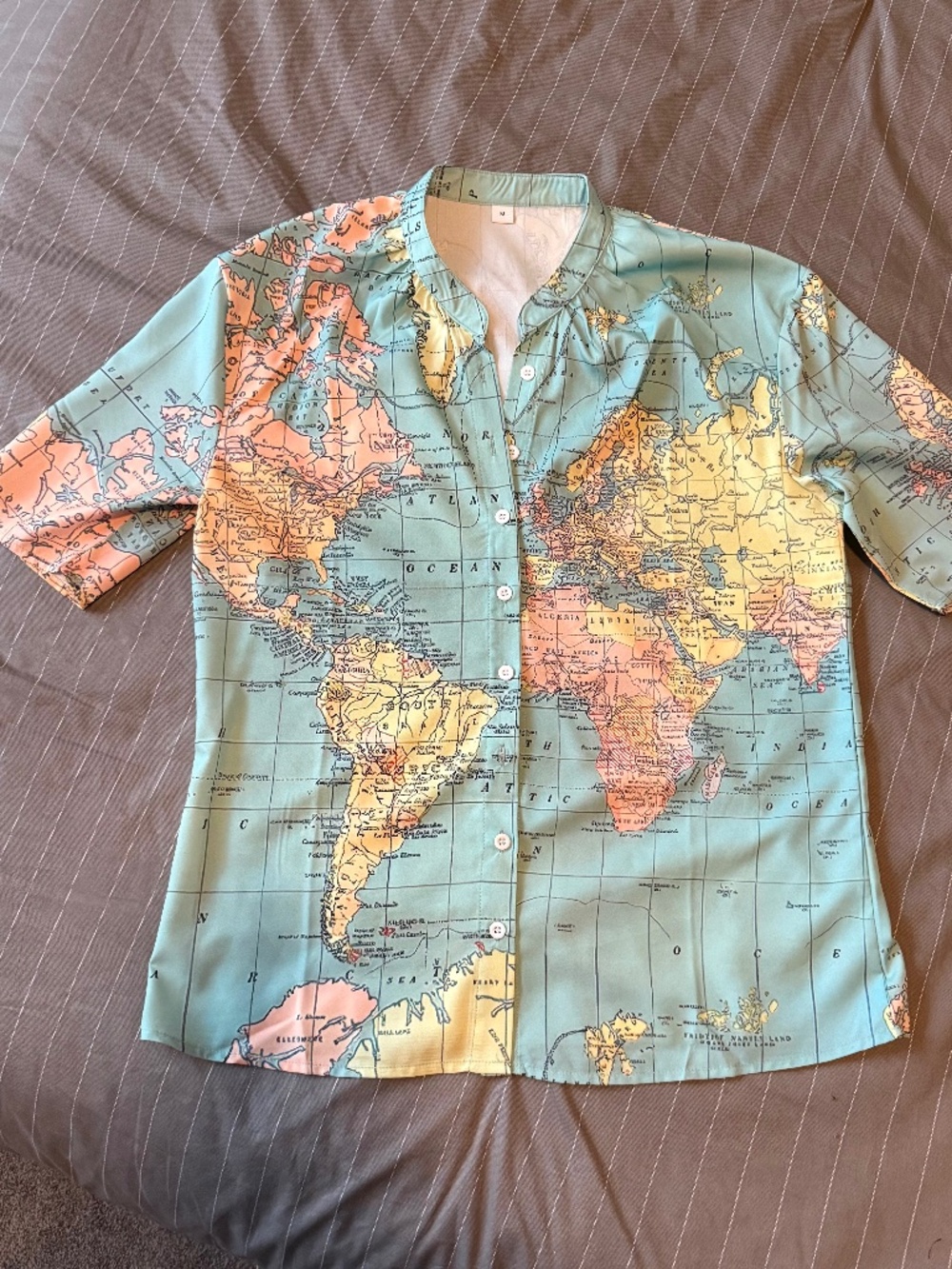 NWOT Ladies colorful map blouse